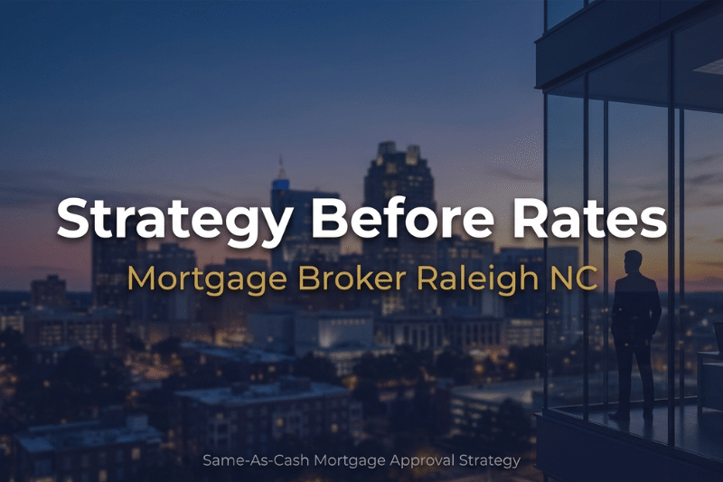 Best mortgage broker in Raleigh NC strategy before rates skyline image showing Same-As-Cash mortgage approval approach by Martini Mortgage Group