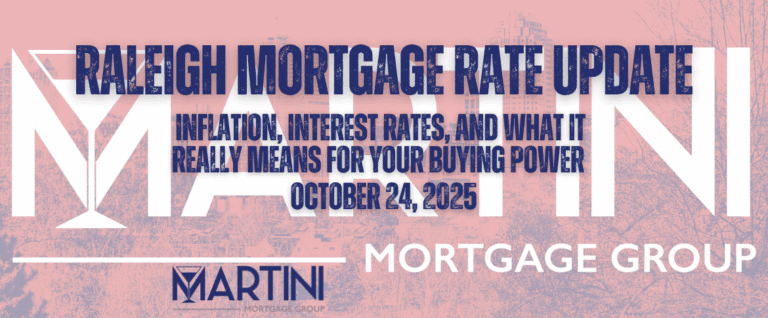 Raleigh Mortgage Rate Update for October 24 2025 by Martini Mortgage Group, highlighting inflation, interest rates, and what it means for homebuyer buying power in Raleigh NC.