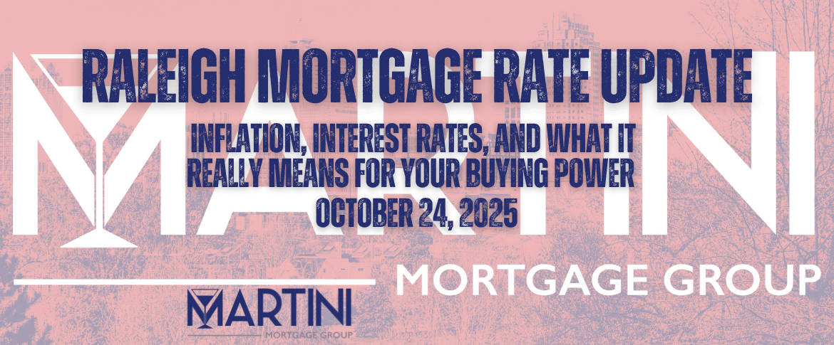 Raleigh Mortgage Rate Update for October 24 2025 by Martini Mortgage Group, highlighting inflation, interest rates, and what it means for homebuyer buying power in Raleigh NC.