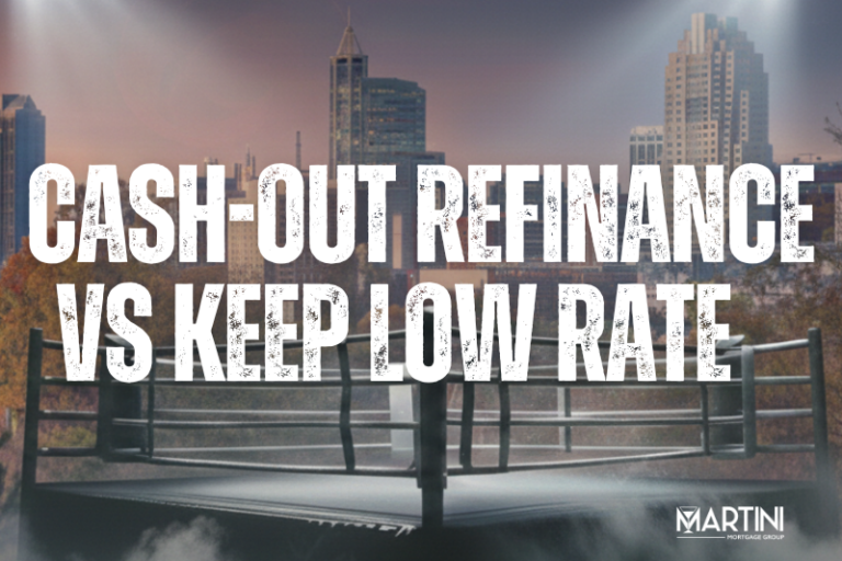 Cash-Out Refinance vs Keep Low Rate Raleigh NC concept image featuring the Raleigh skyline, illustrating the strategic decision Wake County homeowners face when accessing home equity.