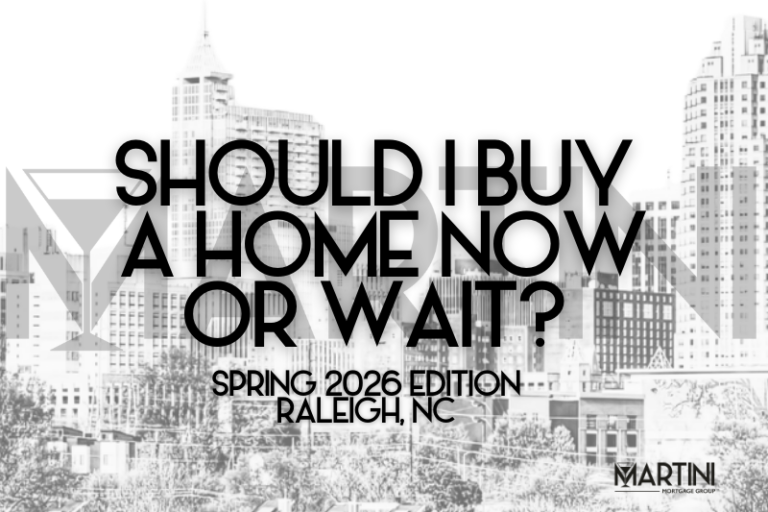 Should I buy a home now or wait Raleigh NC? Spring 2026 housing market guide by Logan Martini of Martini Mortgage Group explaining how mortgage rates, affordability, and buyer competition impact home prices in the Raleigh, North Carolina housing market.