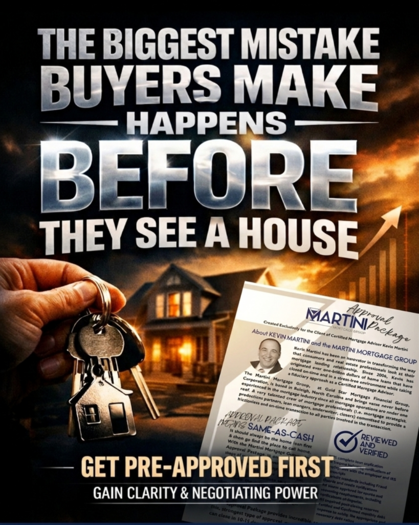 More money down buying home Raleigh NC is not the first step — get pre-approved first with a Same-As-Cash Mortgage Approval from Martini Mortgage Group in Raleigh NC. 